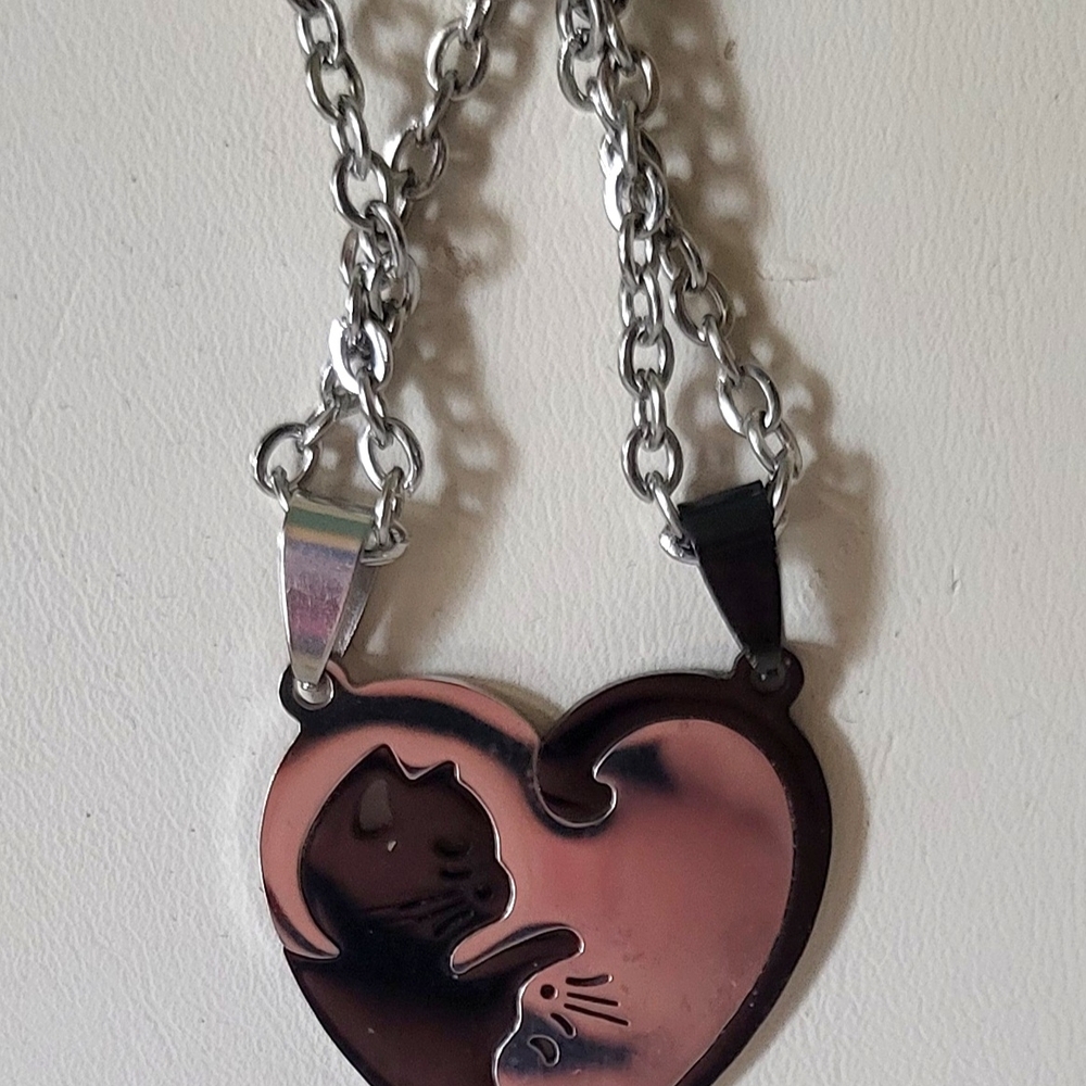 2pcs Cat Charm Necklace for Women, friendship necklace, yin Yang, new